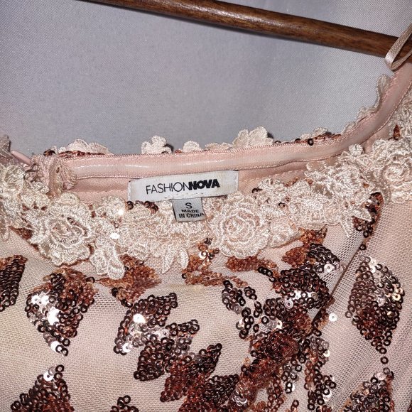 Fashion Nova pink sequined floor length dress size S - Picture 8 of 9